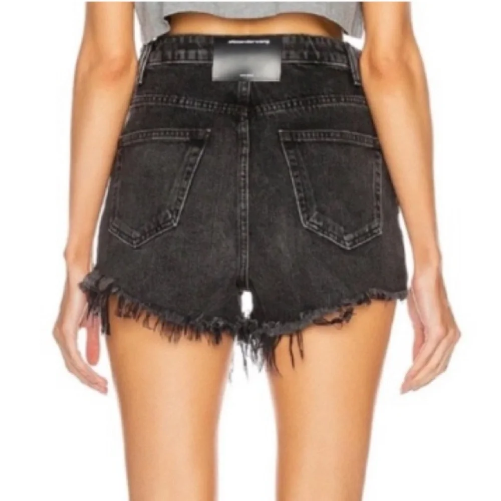 New Alexander Wang Bite High Rise Denim Shorts Rigid Black Jean Cut Off 28 - Picture 2 of 13